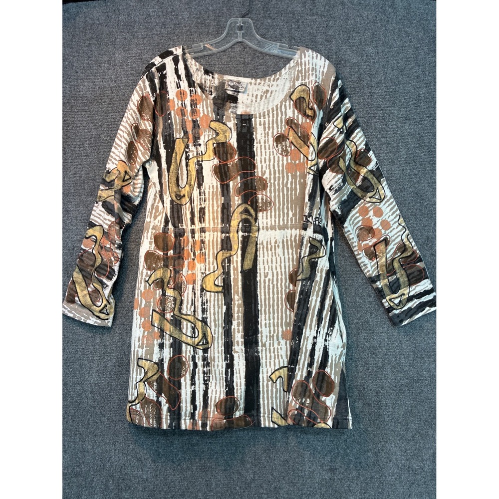 V. C. Torias 1996 Hand Painted Cotton Tunic Top Abstract Art Womens SM Vintage